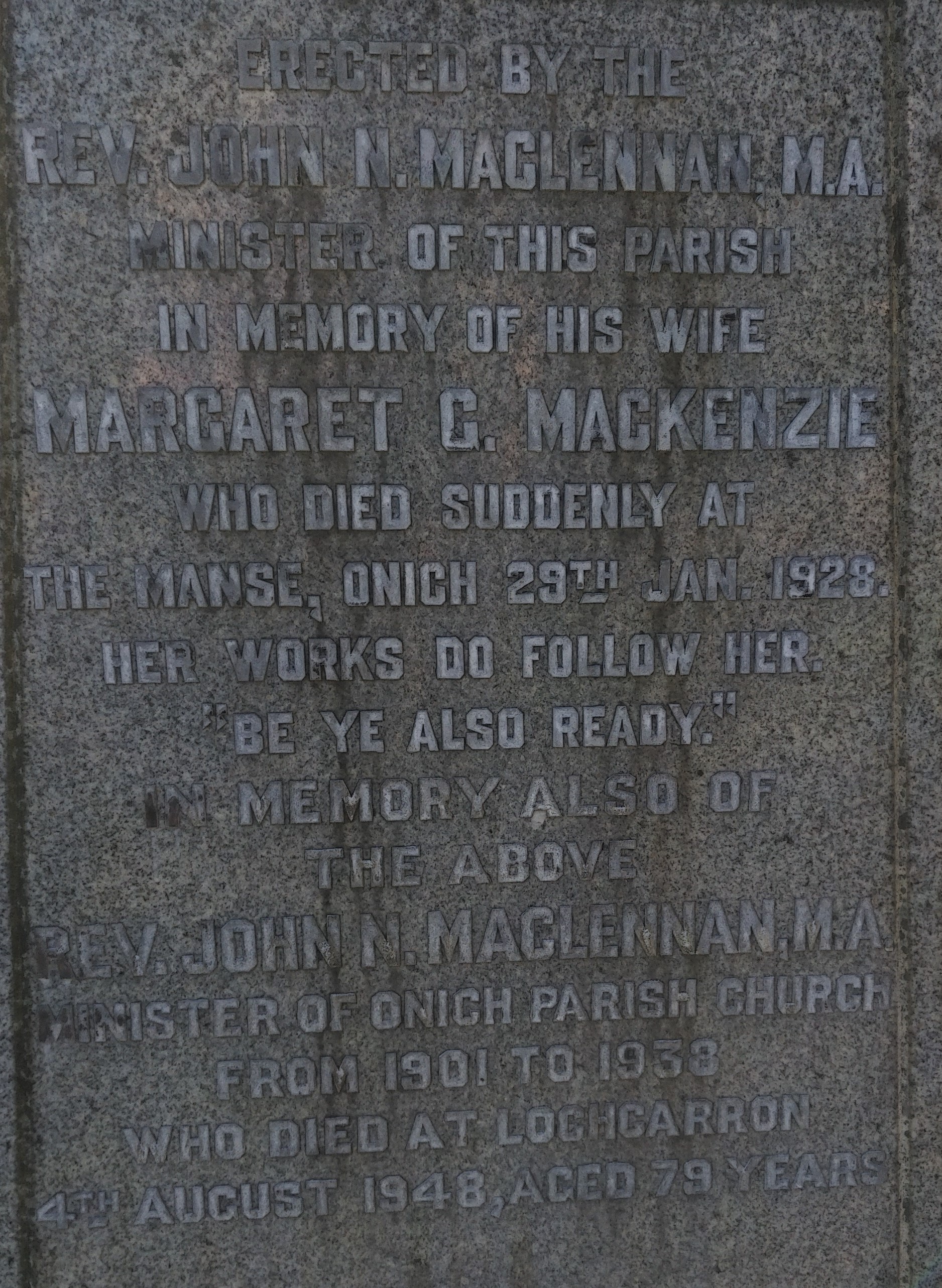 Photo of headstones/John Norman Maclennan (Rev) d1948 hdstn CreagMhorNB